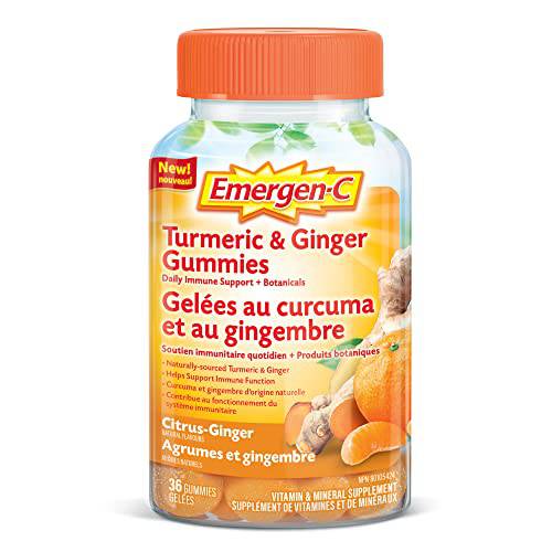 Emergen-C Immune Support Gummies, A Boost of Vitamins and Minerals, Turmeric & Ginger, 36 Gummies