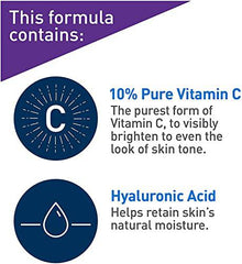 CeraVe 10% Pure VITAMIN C Serum for Face With Hyaluronic Acid | Skin Brightening Face Serum for dark spots with ceramides & Vitamin B5. Fragrance Free, Developed with dermatologists, 30mL