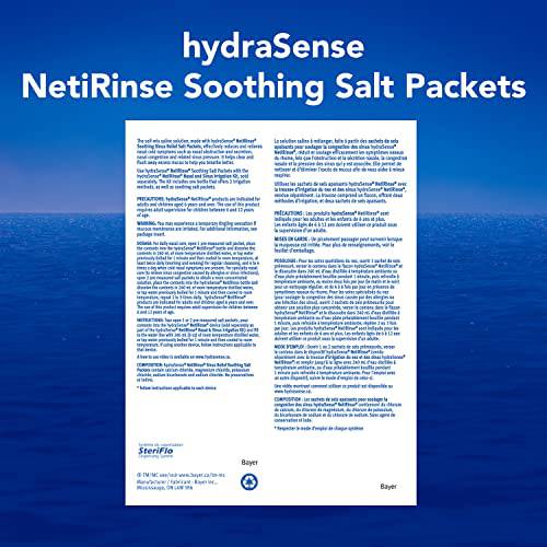 hydraSense NetiRinse Refill Salt Packets, Universal Pre-Measured Self-Mix Packets, Reduces and Relieves Nasal Cold Symptoms, 60 Count