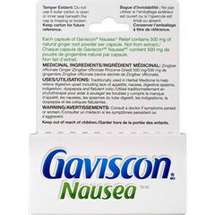 Gaviscon Anti Nausea Ginger Capsules - 25 Count - Tablets for Nausea Relief & Digestion Support, Natural Ginger - Free of Aluminum, Lactose and Gluten