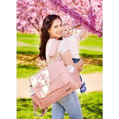 Hannah&Sophia Belle Convertible Diaper Backpack & Messenger Bag in Rose Pink