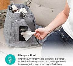 bblüv - Ültra - Large Capacity Diaper Bag, Multi-Function (Heather Gray)