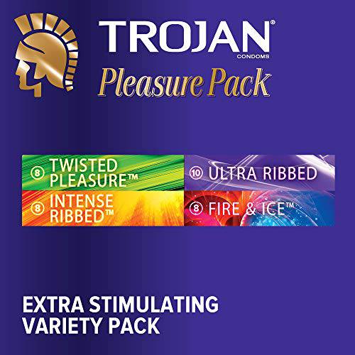 Pleasure Pack Assorted Lubricated Condoms, Extra Stimulting - Zecoya