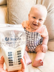 Ameda Pump'N Protect - Breast Milk Storage Bags (each 6oz) | 50 Pieces Resealable Breast Milk Storage Bags for Refrigerator or Freezer | BPA Free | Breastfeeding Equipment & Pumping Accessories