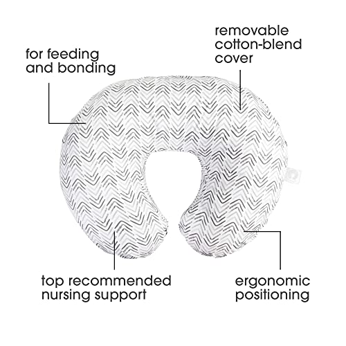 Boppy Nursing Pillow Original Support, Gray Cable Stitches, Ergonomic Nursing Essentials for Bottle and Breastfeeding, Firm Fiber Fill, with Removable Nursing Pillow Cover, Machine Washable