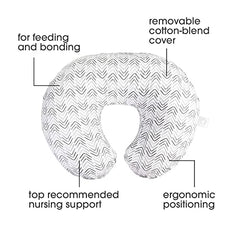 Boppy Nursing Pillow Original Support, Gray Cable Stitches, Ergonomic Nursing Essentials for Bottle and Breastfeeding, Firm Fiber Fill, with Removable Nursing Pillow Cover, Machine Washable