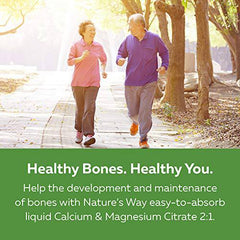 Nature's Way Calcium and Magnesium Citrate 2:1 - Liquid Supplement with Vitamin D3 and Collagen – Helps Support the Maintenance of Bones and Teeth – No Vitamin K2 - Blueberry Flavour, 500 mL