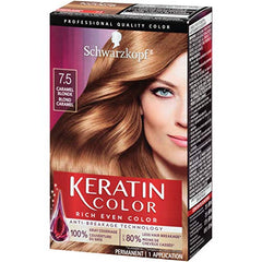 Schwarzkopf Keratin Color Permanent Hair Color Cream, 7.5 Caramel Blonde, 1 Count