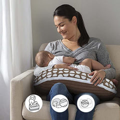 Boppy Nursing Pillow Best Latch, Mocha Half Domes, Created with Lactation Consultant, Firm Contoured and Plush Sides for Two Breastfeeding Options, Padded Belt, Plus Sized to Petite, Machine Washable