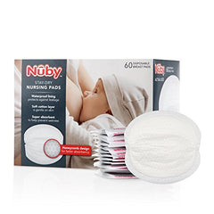 Nuby Stay-Dry Disposable 180-Piece Breast Pads, Honeycomb White