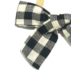 Baby Wisp - Headband - Hand Tied Bow - White Buffalo Plaid - Baby, Infant, Hair Accessory