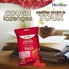 Herbion Naturals Sugar-Free Cough Lozenges with Natural Cherry Flavour, 25 Lozenges - Relieves Cough and Nasal Congestion; Soothes Sore Throat; For Adults and Children 12 years and above