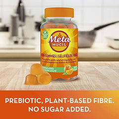 Metamucil Fibre Supplement Gummies, No Sugar Added, Orange Flavour, Prebiotic, Plant-Based, 72 Count, (Package May Vary)