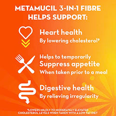 Metamucil, Daily Psyllium Husk Powder Supplement, Made with Real Sugar, 3-in-1 Fibre for Digestive Health, Unflavoured Smooth Flavored Drink, 72 Servings