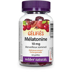 Webber Naturals Melatonin 10 mg Maximum Strength Gummy, 60 Gummies, Cherry Pomegranate Flavour, For Sleep Support, Vegan