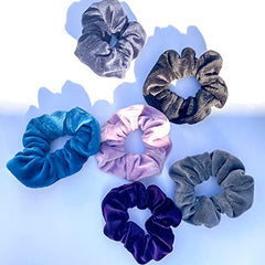 Scunci 6pc Velour hair scrunchies, assorted Rich Dark Colours