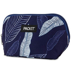 PackIt Freezable Snack Bag, Navy Leaves, Built with EcoFreeze Technology, Foldable, Reusable, Zip Closure Locks in Cool Dry Air, Perfect for Babies, Kids, Adults of all Ages and Fresh Snacks On the Go