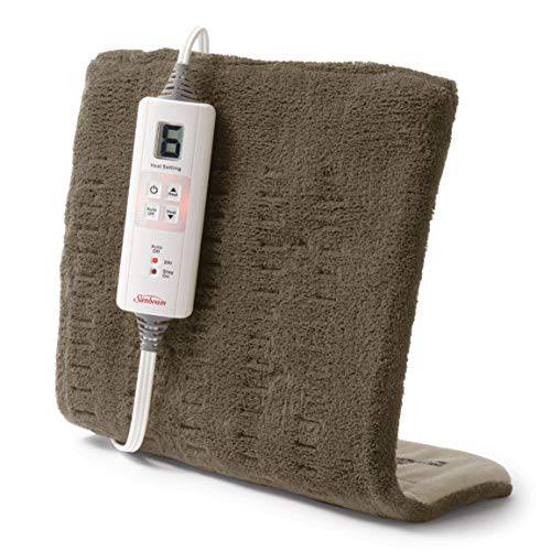 Sunbeam Premium Heating Pad with XpressHeat Technology, Standard Size, Brown