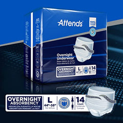 Attends Incontinence Care Underwear for Adults, Overnight, Large, 14 Count