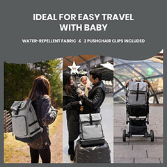 Babymoov Sancy Diaper Bag Backpack Unisex Back Pack with Heavy Duty Roll-Top Closure, Large Insulated Compartment, Changing Pad and Accessories, Grey