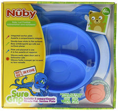 Nuby 537076BL Sure Grip Silicone Miracle Mat Section Bear Plate, Blue