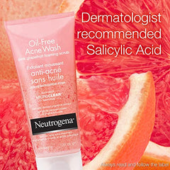 Neutrogena Acne Exfoliating Face Scrub, Pink Grapefruit Salicylic Acid Acne Treatment Facial Scrub, 198 mL