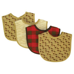 Trend Lab Northwoods Bib Set, Red/Tan, 4-Count