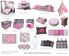 Bacati Elephants Activity Gym with Mat, Pink/Grey