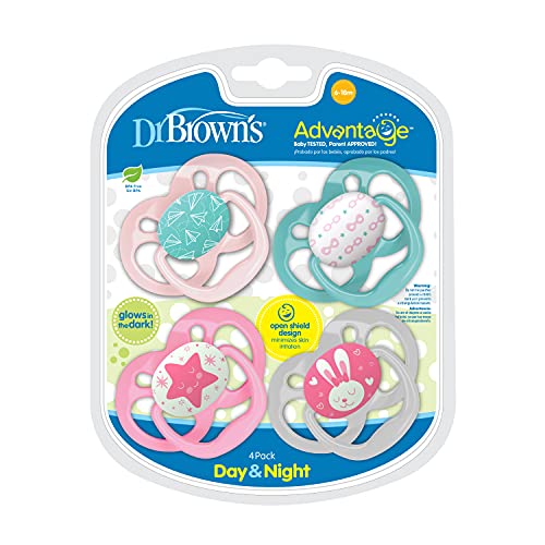 Dr. Brown's Advantage Pacifiers, Stage 2, Pink, 4 Pack, Pink