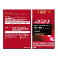 L'Oréal Paris Face Moisturizer, Pro-Retinol + Vitamin C + Hyaluronic Acid, Reduces look of Wrinkles & Firms Skin, Revitalift Triple Power LZR, Skincare, 50ml