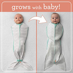 SwaddleMe Room to Grow™ Pod – 0-6 Months, 1-Pack (Teal Waves) Compression Swaddle Grows with Baby and Helps Prevent The Startle Reflex for Comfortable Sleep