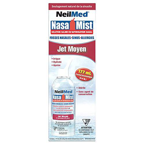 NeilMed Nasamist Medium Stream Saline Nasal Spray, 6 Ounce