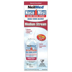 NeilMed Nasamist Medium Stream Saline Nasal Spray, 6 Ounce