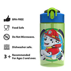 Zak Designs PAW Patrol Kids Water Bottle with Spout Cover and Built-in Carrying Loop, Durable Plastic, Leak-Proof Water Bottle Design for Travel (16 oz, Non-BPA, Marshall)