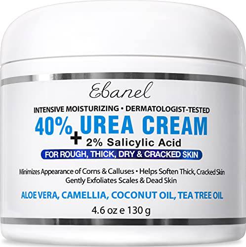 Urea Cream 40% Plus Salicylic Acid 4.6 Oz, Callus Remover Hand Cream Foot Cream For Dry Cracked Feet, Hands, Heels, Elbows, Nails, Knees, Intensive Moisturizes & Softens Skin, Exfoliates Dead Skin