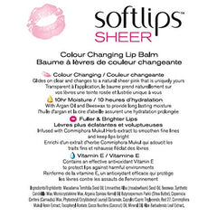 Softlips Sheer Colour Changing Lip Balm Strawberry, Argan Oil and Beeswax, 2g