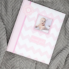 Lil' Peach Chevron Baby Memory Book, Pink