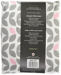 Kushies Pack N Play Playard Sheet, Soft 100% breathable cotton flannel, Made in Canada, Grey Petal