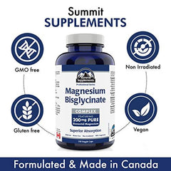 Magnesium Biglycinate 200 mg 150 Caps - Muscle Health, Bone Health and Cramp Relief - Sweet Dreams Magnesium Supplements - 3rd Party Tested - Formulated & Made in Canada