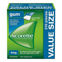 Nicorette Quit Smoking, Nicotine Gum, Extreme Chill Mint, 4mg, Value Size 210 count