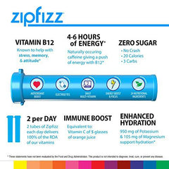 Zipfizz Healthy Energy Drink Mix, Hydration with B12 and Multi Vitamins, Blueberry Raspberry, 20 Count