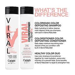 Celeb Luxury Intense Color Depositing Colorditioner Conditioner + Bondfix Bond Rebuilder, Vegan, Sustainably Sourced Plant-Based, Semi-Permanent, Viral and Gem Lites Colorditioners