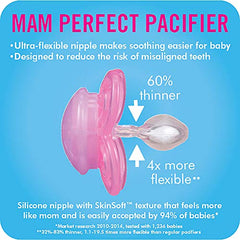 MAM Perfect Night Pacifiers (2 Pacifiers & Sterilizing Box), MAM Soother with a Silicone Nipple, Glow in the Dark Pacifiers, Baby Essentials, Girl, 0-6 Months