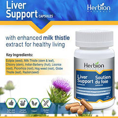 Herbion Naturals Liver Support With Milk Thistle, 60 caps – Herbal Liver Detoxifier, Cleanser, Protects and Strengthens Liver Health, Promotes Healthy Liver Function