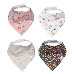 Baby Bandana Drool Bibs for Drooling and Teething 4 Pack Gift Set ''Zella'' by Copper Pearl', 12 x 10 x 0.2 inch