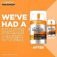 L'Oréal Paris Men Expert Hydra Energetic Face Cream with Vitamin C + Protein, 24HR Non-greasy Face Moisturizer for Men, For Dry and Dull Skin, Reduces look of fine lines & dark circles, Dermatologist Tested, 50ml