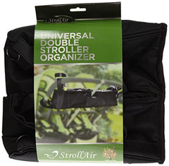 StrollAir - Universal Double Parent Stroller Organizer Console for side by side strollers - TWIN WAY, Mountain Buggy, Bumbleride Indie, Bugaboo Donkey, Bob Duallie, Baby Jogger City Mini GT – Black