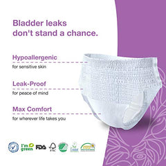 Veeda Natural Premium Incontinence Underwear for Women, Maximum Absorbency, Large Size, 12 Count