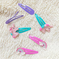 Scunci Kids 6pc Unicorn & Rainbow Snap Hair clips