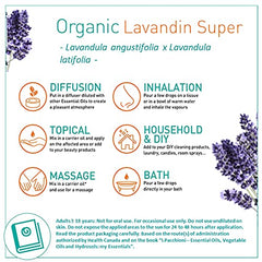 Puressentiel Lavandin Super Organic Essential Oil - Used in aromatherapy as a calmative - Helps relieve muscle pain - 100% pure and natural - 10ml